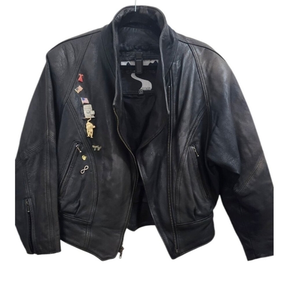 Vintage Black Hills Riding Gear Leather Motorcycle Jacket Women’s Size S - Picture 2 of 16